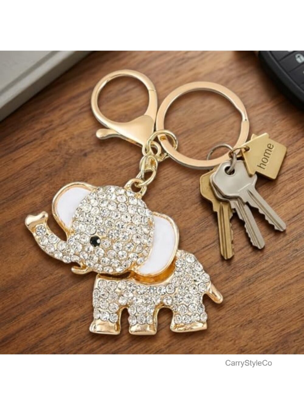 Crystal Rhinestone Elephant Keychain Bag Charm - Picture 6 of 6